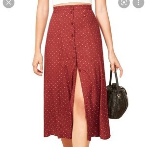 Reformation red skirt